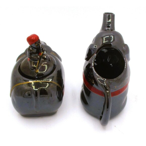 Vintage Elephant Boy Creamer Sugar Bowl Set Boy Figurine Lid Made In Japan - Picture 6 of 7